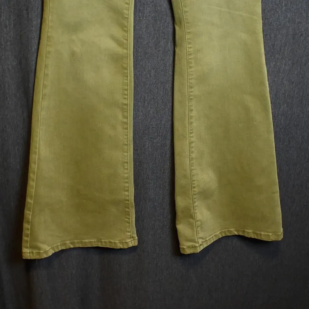 We the Free Women's 27 (26x31) Jayde Olive Green High Rise Flare Jeans